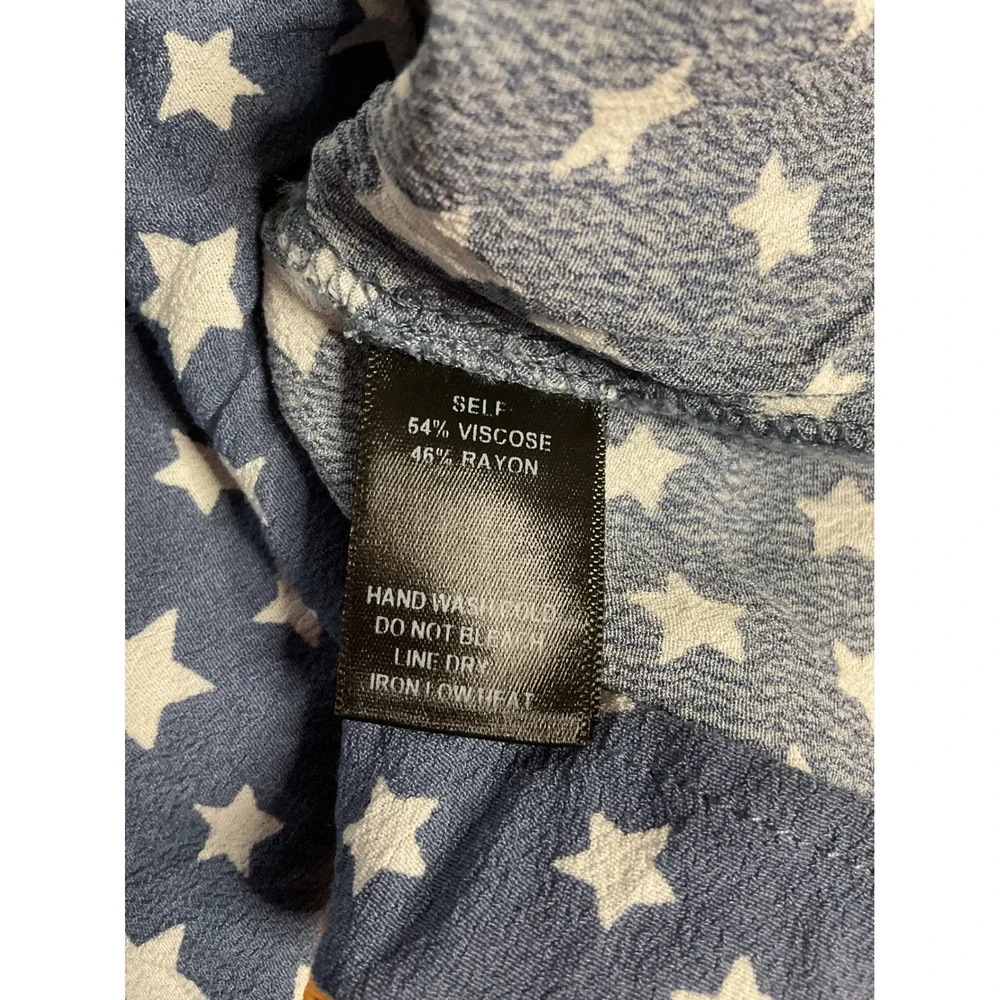 Promesa Womens‎ Small Blue Star Smocked Off Shoulder Romper 4th Of July Pockets